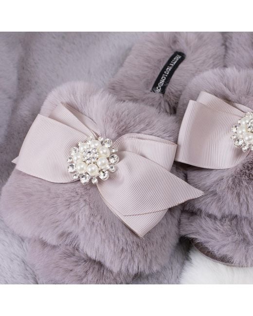 Pretty You London Purple Anya Slider Slipper With Diamante In Mink