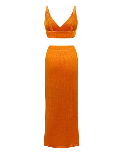 Why Mary Orange Arancia Crop Top And Maxi Pencil Skirt
