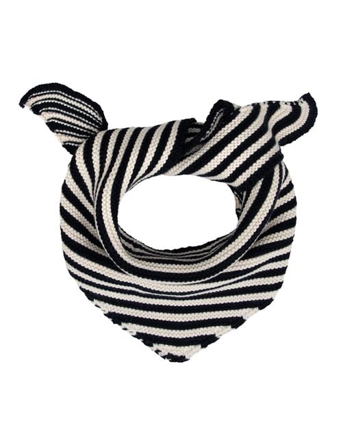 Paul James Knitwear Black Cotton Fender Garter Knit Striped Mini Neckerchief