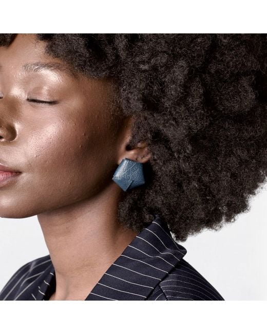 London Atelier Byproduct White Origami Nappa Leather Stud Earrings