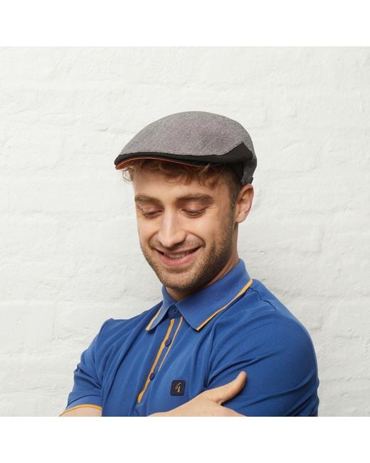 Dasmarca Hats Gray Dasmarca Brody Charcoal Cotton Summer Flat Cap With Bright Coloured Under Peak for men