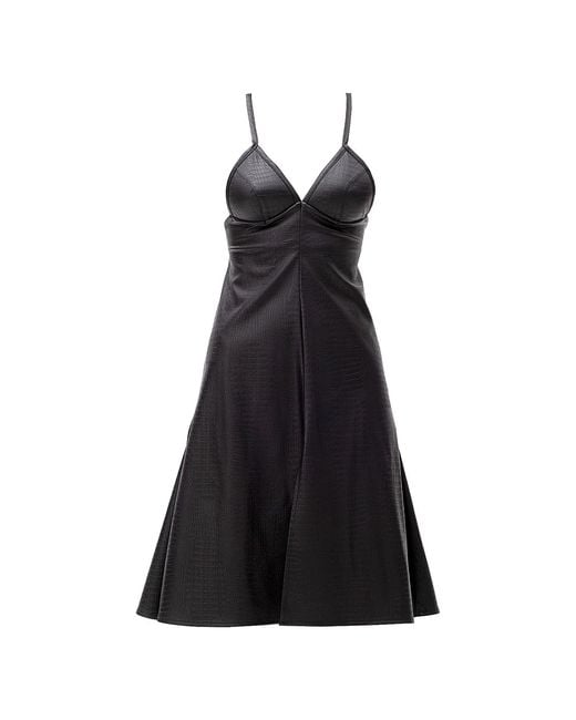 Maison Bogomil Black Strappy Faux Leather Midi Dress