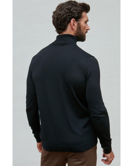 Paul James Knitwear Black Extra Fine Merino Wool Westonn Roll Neck Jumper for men