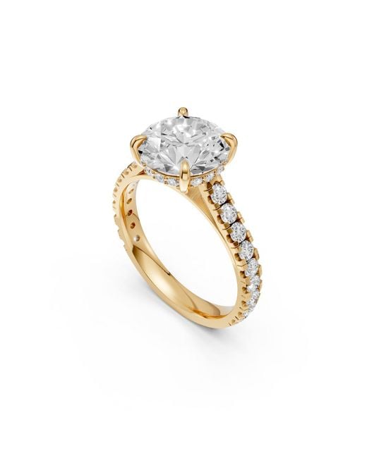 Aya Fine Jewelry Metallic 3 Carat Round Lab Grown Diamond Hidden Halo Engagement Ring