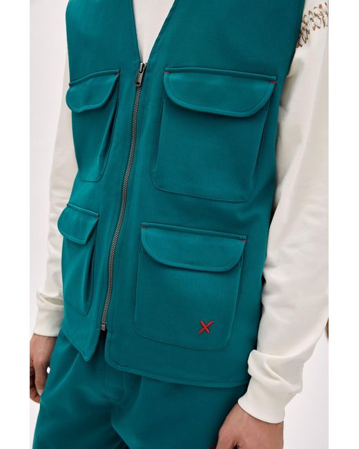 Pcfg Green Woven Track Vest for men