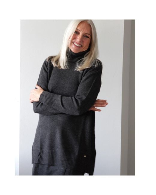 tirillm Black Abby A Line Long Turtle Neck Pullover