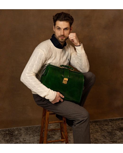 Time Resistance Green Large Leather Doctor Bag