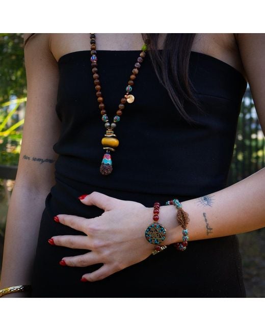 Ebru Jewelry Sacred Om Carnelian & Tibetan Mantra Beaded Bracelet