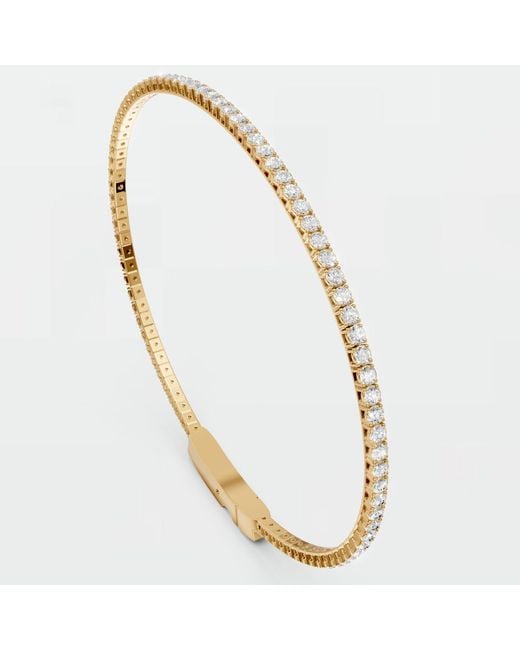 Aya Fine Jewelry Metallic 1.60 Cwt Round Lab Diamond Tennis Bangle Bracelet