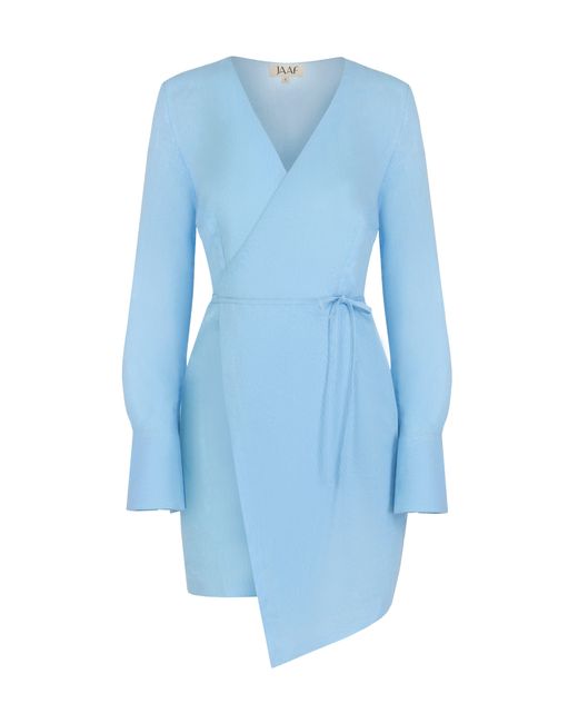 JAAF Blue Linen-blend Wrap Dress In Light