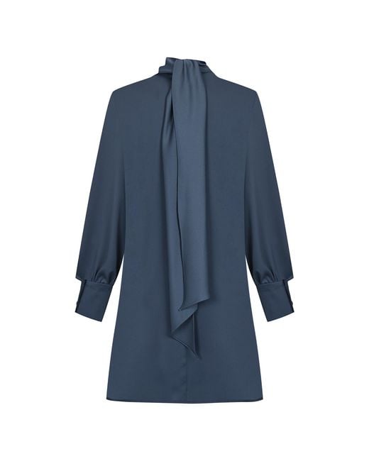 Malo Blue Draped Satin Mini Dress