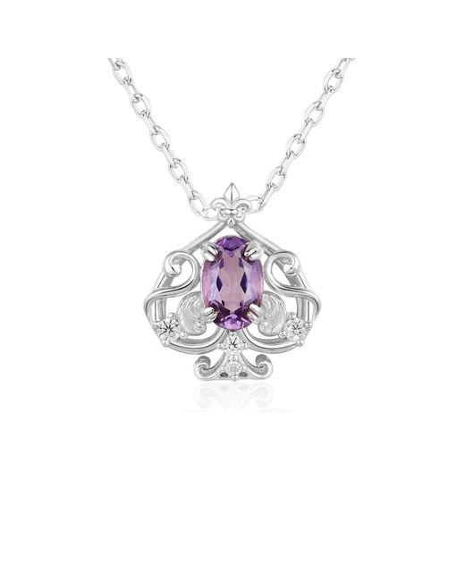 Azura Jewelry New York Metallic Leafy Spade Amethyst Necklace Vermeil
