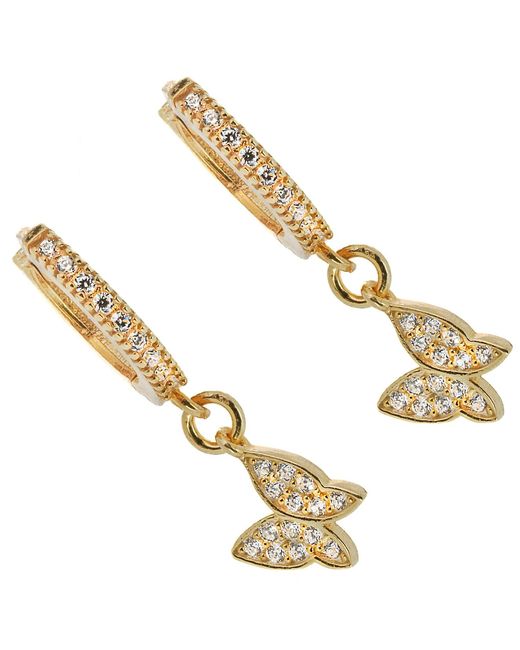 Ebru Jewelry Metallic Plated Sterling Silver Sparkly Butterfly Earrings