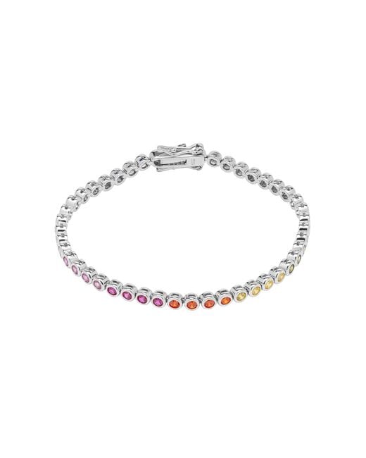 Spero London Metallic Sterling Large Multicolour Bezel Tennis Bracelet