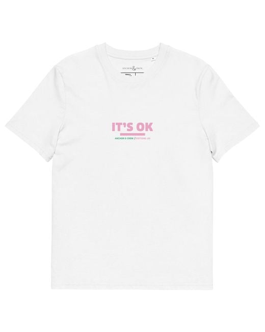 Anchor and Crew Pink Five It's Ok Editions Organic Cotton T-Shirt for men