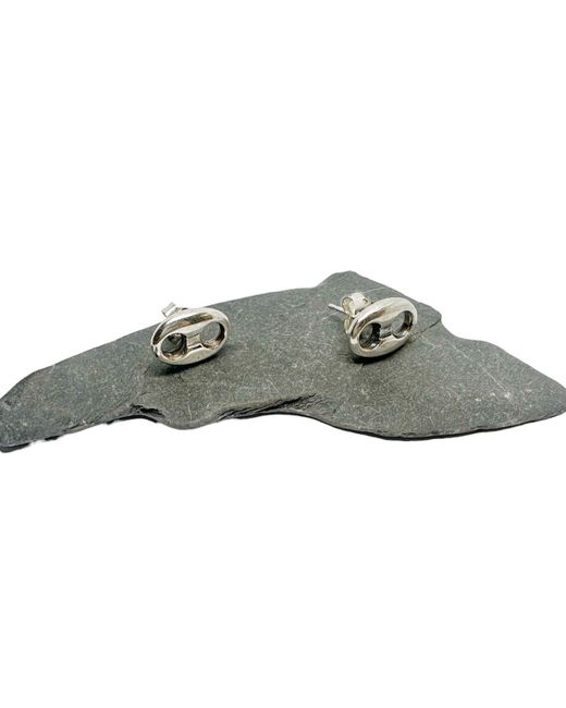 Tg-Jewellery by Tamara Gervasio Metallic Hand-Carved Sterling Stud Earrings – Anchor Link Design