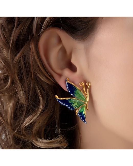 Milou Jewelry Green Butterfly Earrings