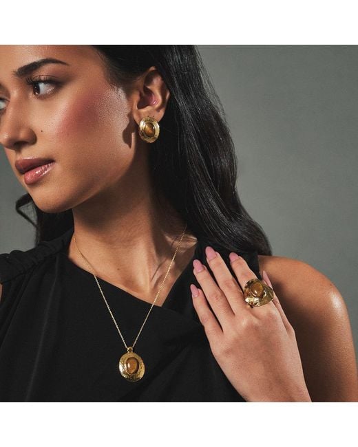 Argento Vivo Metallic Terra Studs — Tiger's Eye