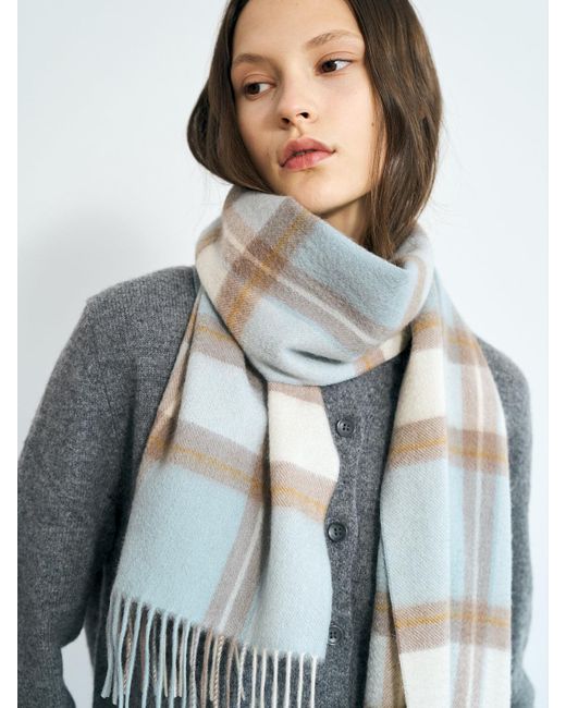 Lost Pattern Blue Plaid Cashmere Scarf