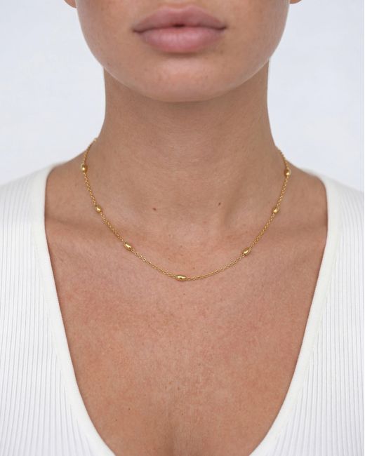 Elk & Bloom White Dainty 14K Beaded Choker Necklace