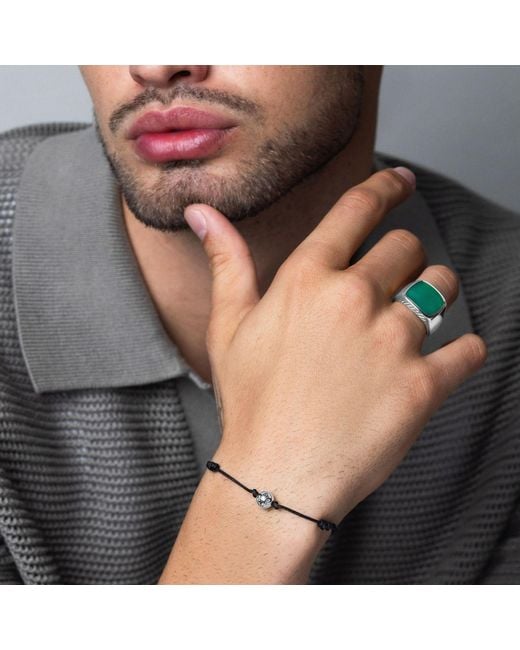 Nialaya Green Gentlemen's Signet Ring With Agate for men