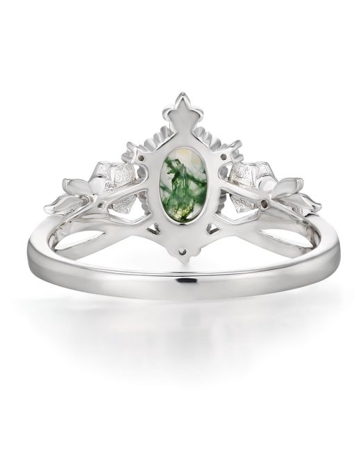 Azura Jewelry New York Green Petal Mist Moss Agate Ring Vermeil