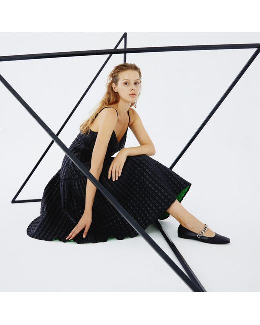 Mirimalist Black Puff Quilted Voluminous Midi Dress