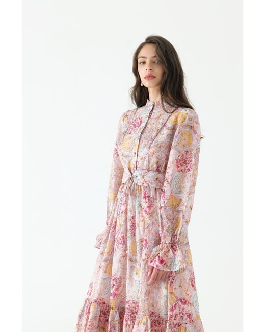 We Are Kindred Pink Aurora Silk Belt Long Dress