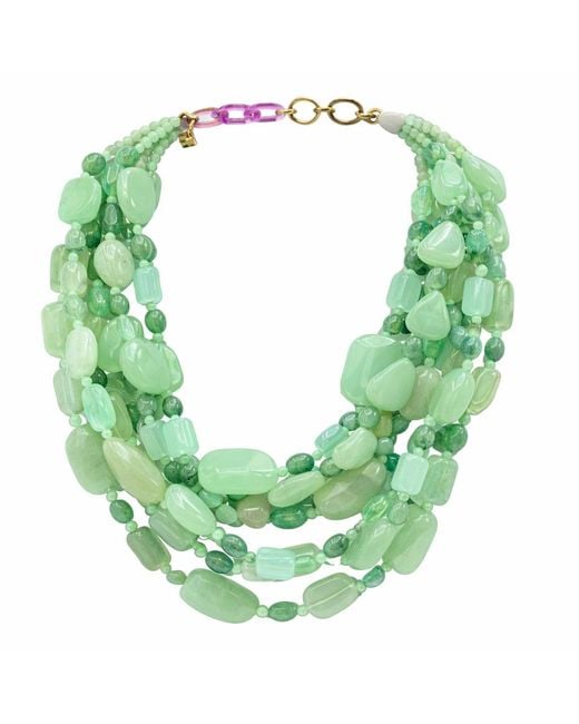 Michael Nash Jewelry Green Otilia Multi Strand Shades Of Jade Resin Beads
