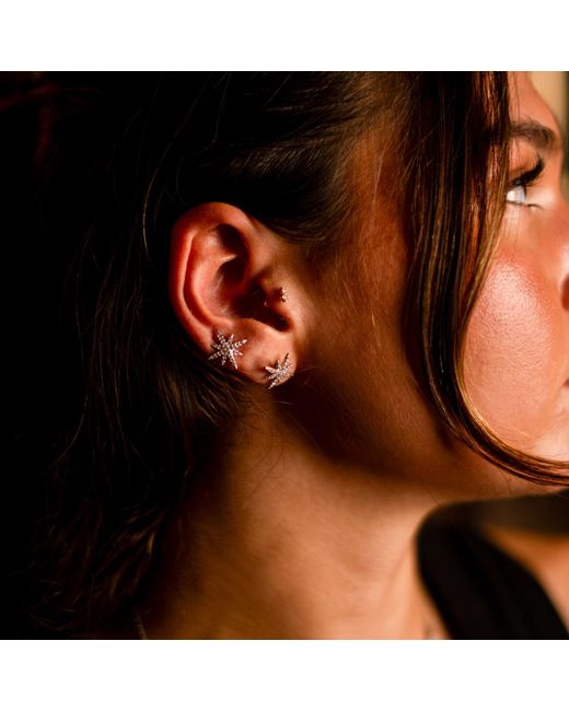 Ebru Jewelry White Guidance North Star Sterling & Diamond Stud Earrings
