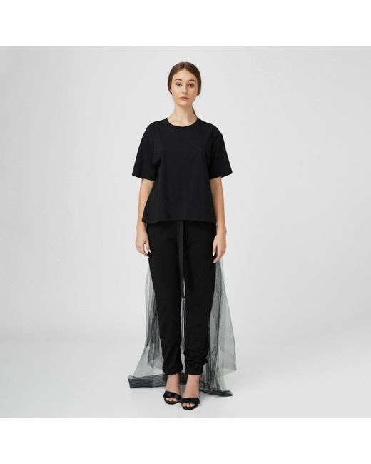 LIA ARAM Black Tulle Train Tee