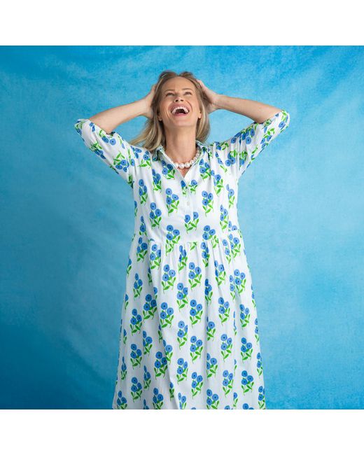 Mary Marshmallow Blue Frannie Dress Long