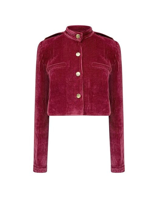 Why Mary Red Lucia Cropped Corduroy Jacket