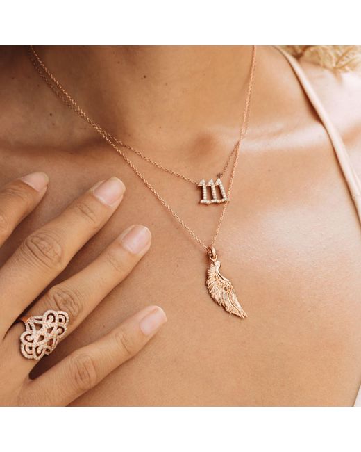 Seven Saints Metallic One, One, One Angel Number Manifestation Necklace, Topaz, Rhodium