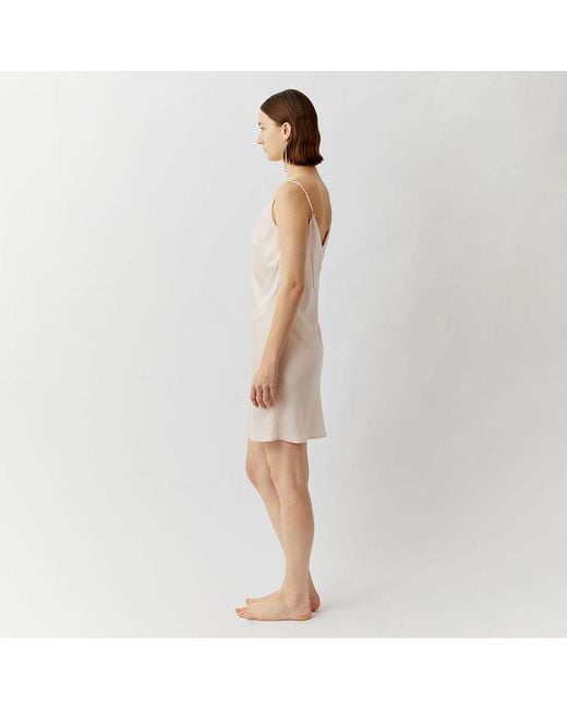 Silkinc Pink Crystal Bias Cut V-Neck Mini Slip Dress