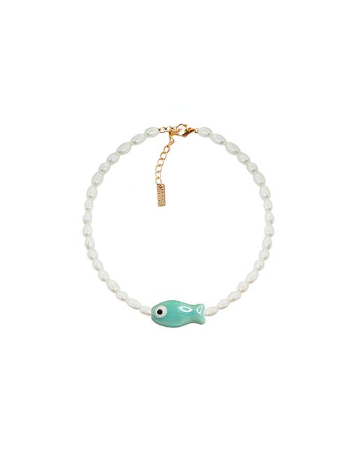 Adriana Pappas Designs Metallic Fishy Pearls Anklet