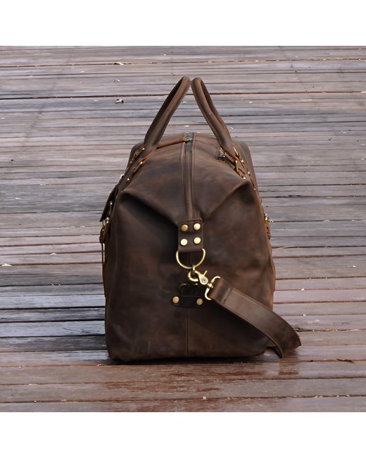 Touri Black Zip Detail Genuine Leather Holdall