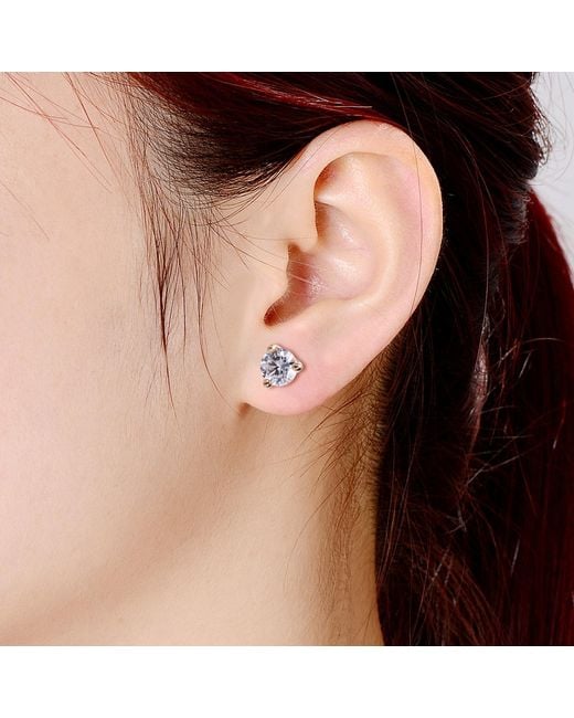 Genevive Jewelry Metallic Rose Cubic Zirconia Studs Three Prongs Martini Earrings