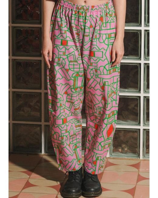 Wild Clouds Multicolor Organic Cotton & Linen Balloon Trousers