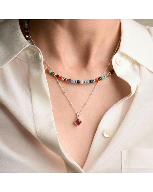 Nellou Jewellery Metallic Diamond Amethyst Necklace Birthstone February Plated Sterling