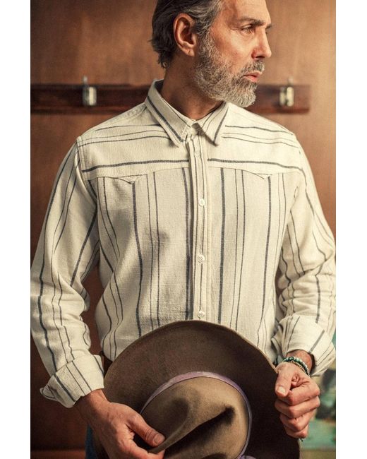 &SONS Trading Co Metallic Neutrals Folsom Western Shirt Raw Stripe for men