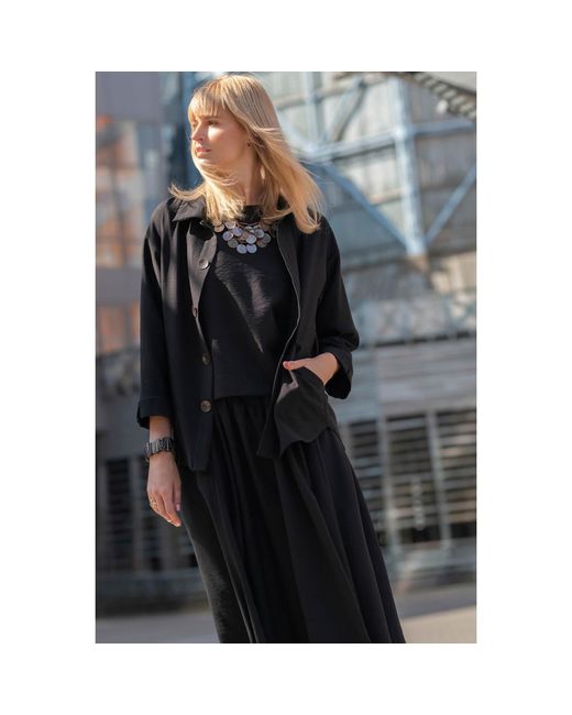 Oh!Zuza Black Echo Viscose Midi Skirt With Pockets –