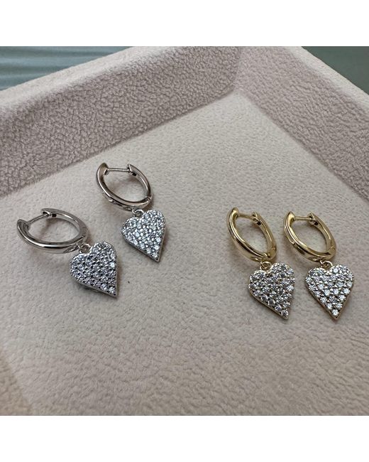 Clemence Wren Metallic Sparkly Heart Charm Hoop Earrings