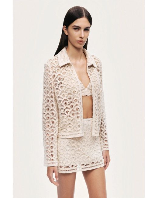 Nocturne Natural High-Waisted Lace Mini Skirt