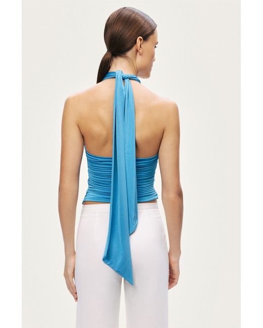 Nocturne Blue Cut-Out Draped Blouse