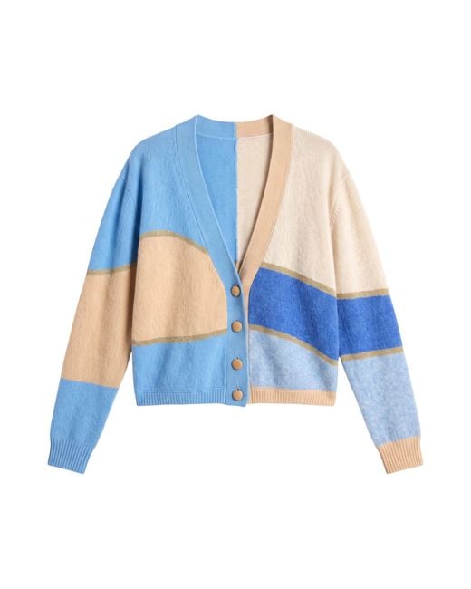 Brodie Cashmere Blue Abstract Scenic Cashmere Cardigan