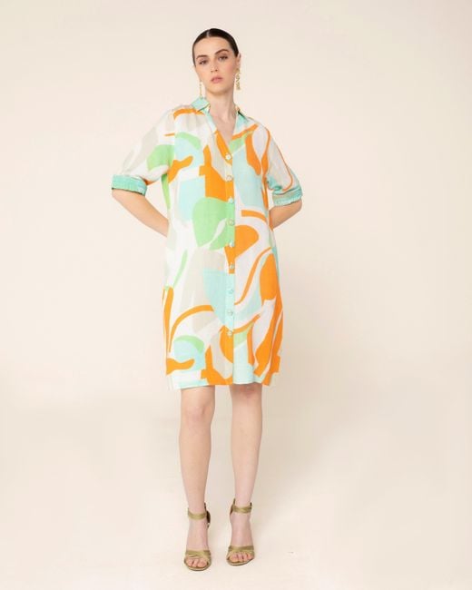 Niza Orange Short Shirt Dress Bora