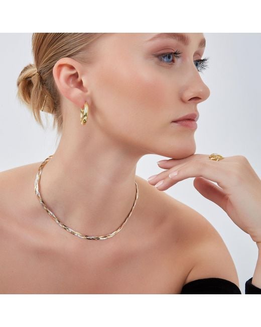 Spero London Metallic Rose Rose & Spiral Sterling Flat Necklace
