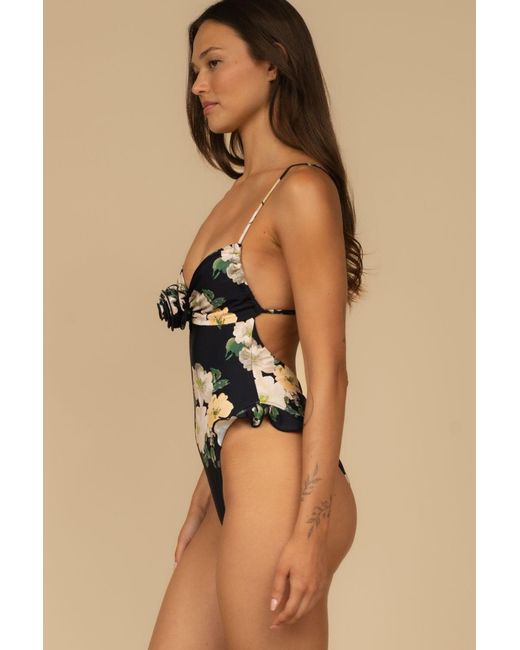 Montce Black Liz Floral Devin Rosa Ruffle One-Piece