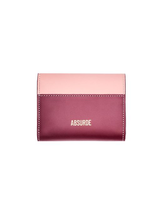 Absurde Pink Mountain And Burgundy Leather Trifold Wallet
